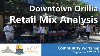 Community Workshop September 20 th , 2016  AGENDA    1  Introduction &amp; Background