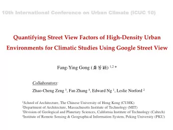 Quantifying Street View Factors of High-Density Urban  Environments for Climatic Studies Using