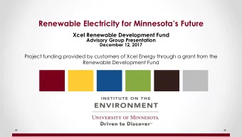 Renewable Electricity for Minnesotas Future  Xcel Renewable Development Fund  Advisory Group
