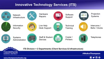 Innovative Technology Services (ITS)  Projection  Hardware  Software  Network  Systems  Repairs