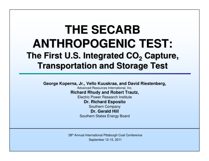 the secarb the secarb anthropogenic test