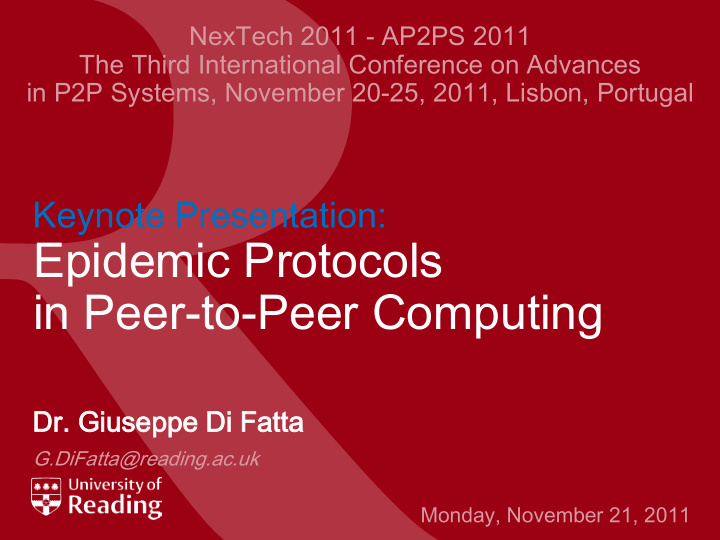epidemic protocols in peer to peer computing