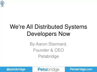 Developers Now  By Aaron Stannard,  Founder &amp; CEO  Petabridge  High Expectations  The obvious
