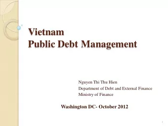 Vietnam  Public Debt Management  Nguyen Thi Thu Hien  Department of Debt and External Finance