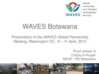 WAVES Botswana  Presentation to the WAVES Global Partnership Meeting, Washington DC,  9  11