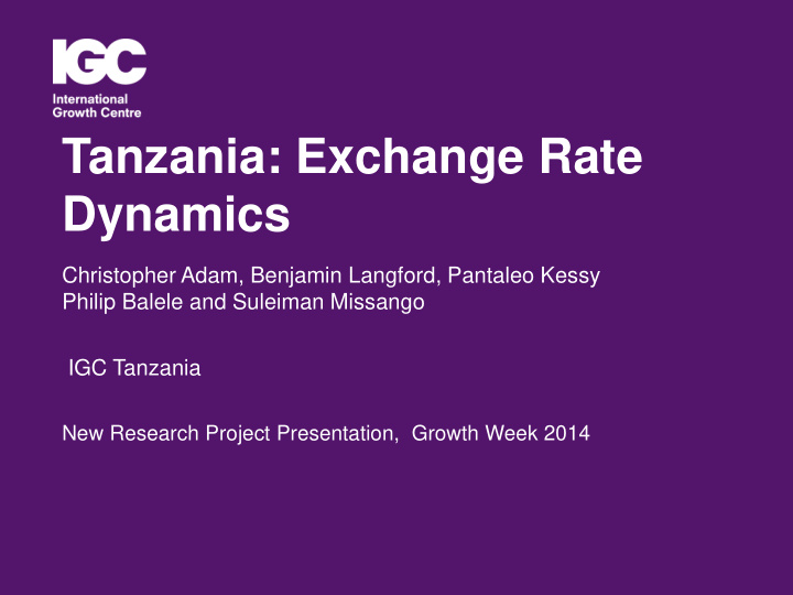tanzania exchange rate dynamics