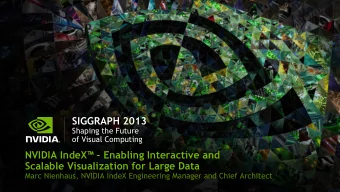 SIGGRAPH 2013  Shaping the Future  of Visual Computing NVIDIA IndeX   Enabling Interactive