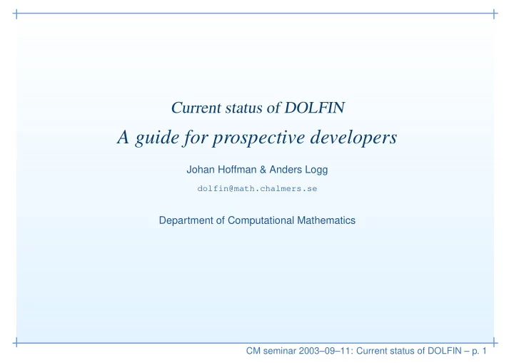 a guide for prospective developers