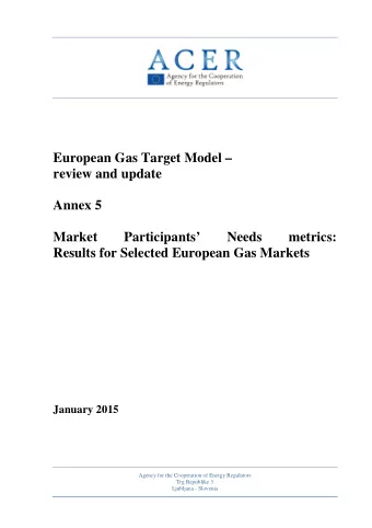 European Gas Target Model   review and update  Annex 5  Market  Participants  Needs  metrics: