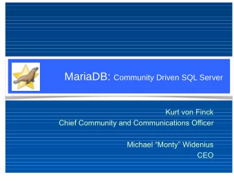 Our presentation  Kurt von Finck Chief Community and Communications O  cer  The project: why it