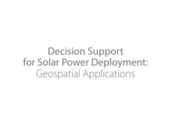 Decision Support  for Solar Power Deployment:  Geospatial Applications  Green Power Labs: About Us