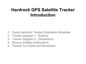 Hardrock GPS Satellite Tracker  Introduction  1. Camp Hardrock Tracker Orientation Schedule  2.