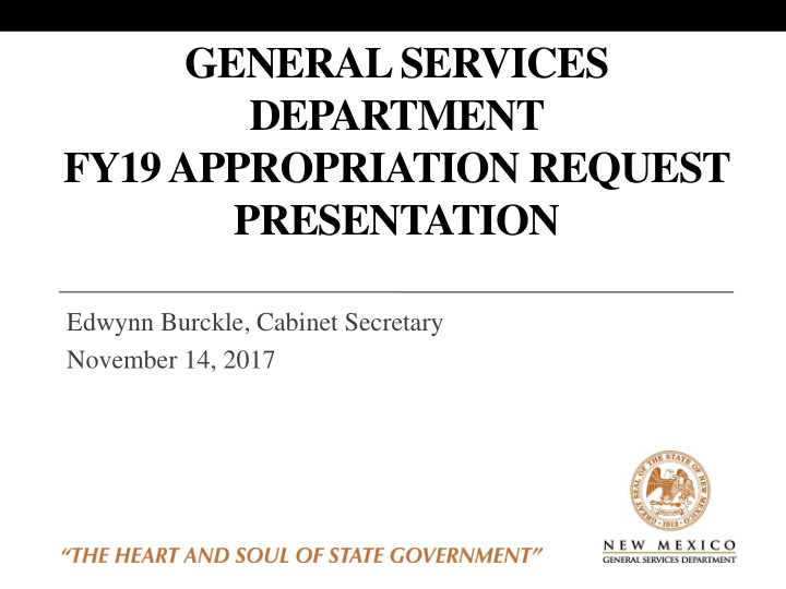 general services department fy19 appropriation request