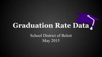 Graduation Rate Data  School District of Beloit  May 2015  The goal of this presentation is to