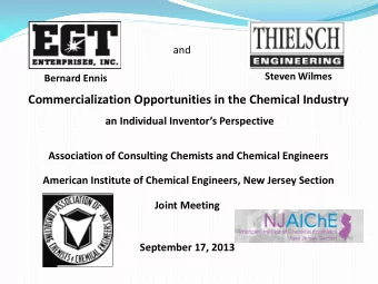 Commercialization Opportunities in the Chemical Industry  an Individual Inventors Perspective