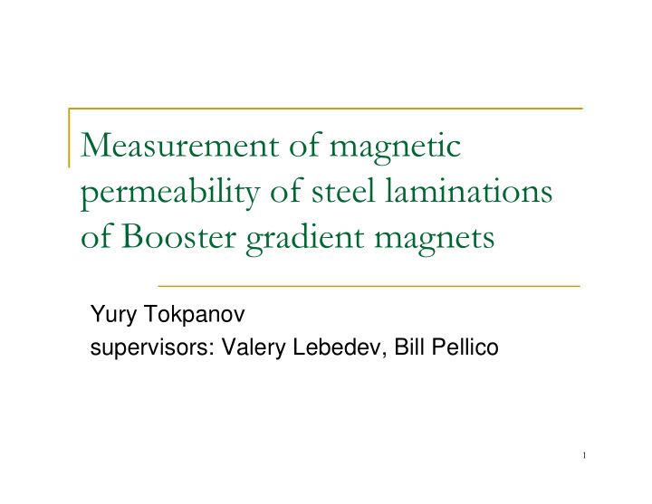 measurement of magnetic permeability of steel laminations