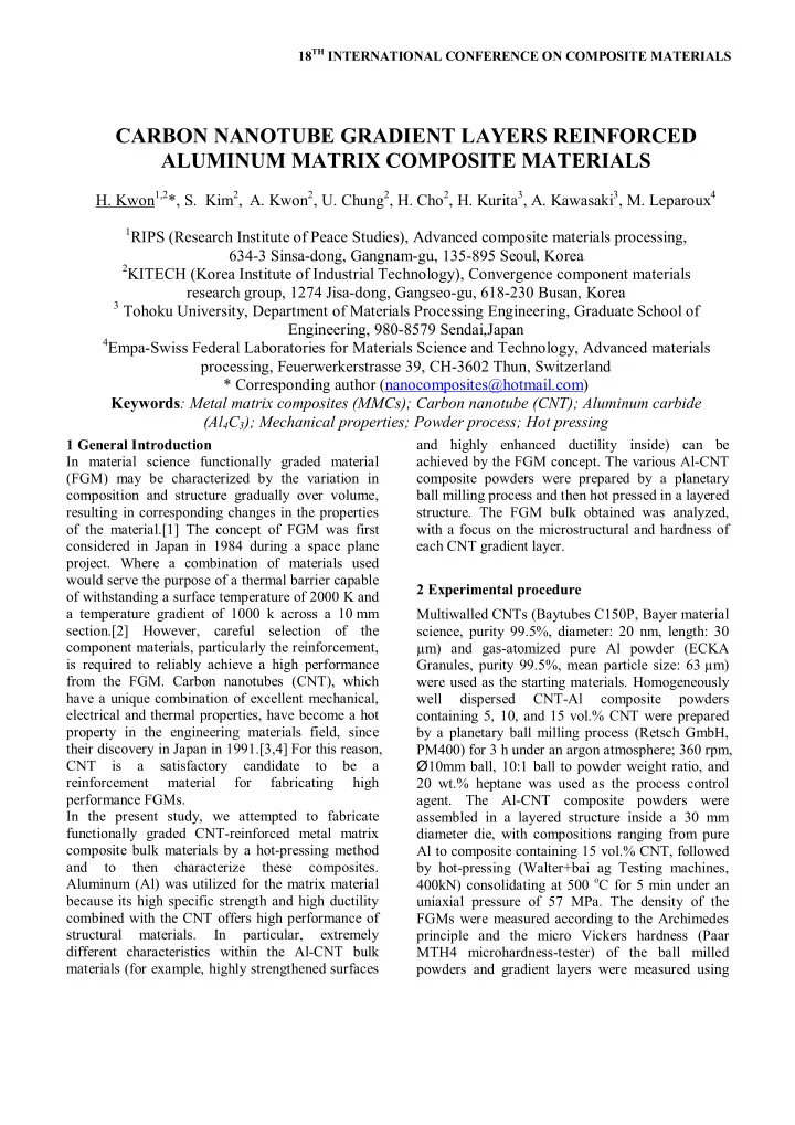 carbon nanotube gradient layers reinforced aluminum