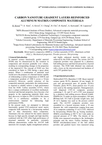 CARBON NANOTUBE GRADIENT LAYERS REINFORCED  ALUMINUM MATRIX COMPOSITE MATERIALS H. Kwon 1,2 *, S.