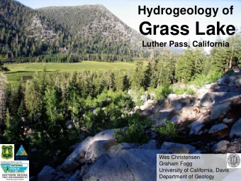 Grass Lake  Luther Pass, California  Wes Christensen  Graham Fogg  University of California, Davis