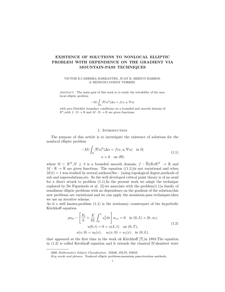 existence of solutions to nonlocal elliptic problem with