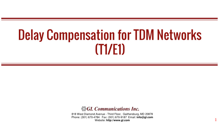 delay compensation for tdm networks