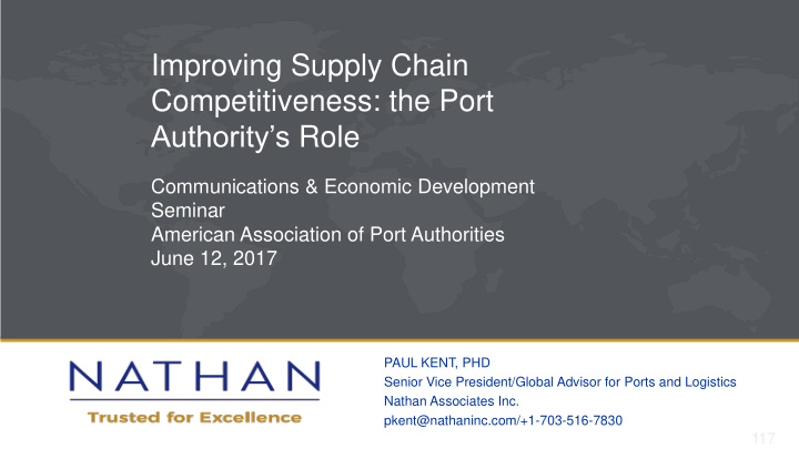improving supply chain competitiveness the port authority