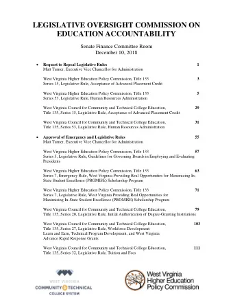 LEGISLATIVE OVERSIGHT COMMISSION ON EDUCATION ACCOUNTABILITY  Senate Finance Committee Room