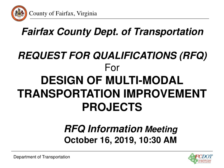 design of multi modal transportation improvement projects