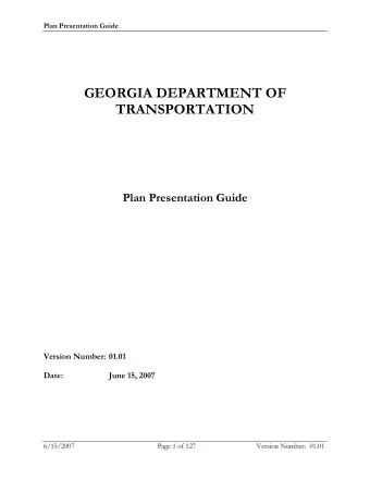 GEORGIA DEPARTMENT OF  TRANSPORTATION  Plan Presentation Guide  Version Number: 01.01  Date:  June
