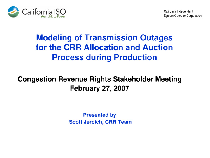 modeling of transmission outages for the crr allocation