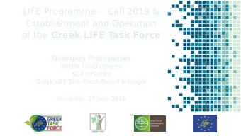 LIFE Programme -  Call 2019 &amp;  Establishment and Operation of the Greek LIFE Task Force