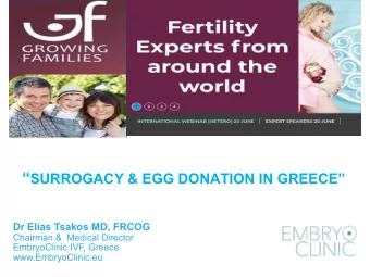 Dr  Elias Tsakos MD, FRCOG   UK  trained Gynaecologist  Fertility Specialist   30 years
