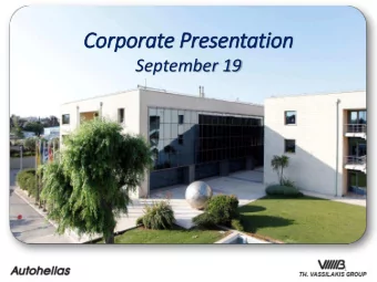 Corp  rporate Pre  resentation  September 19  1  Table of Contents  1.  Performance Highlights