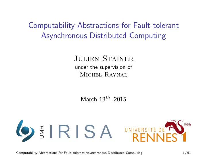 computability abstractions for fault tolerant