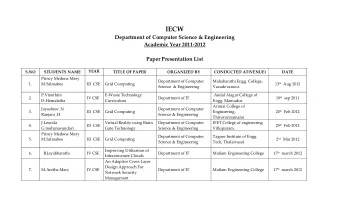 IECW  Department of Computer Science &amp; Engineering  Academic Year 2011-2012  Paper Presentation