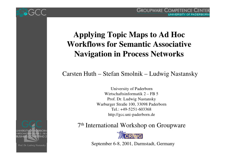 applying topic maps to ad hoc workflows for semantic