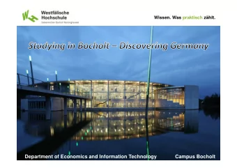 Department of Economics and Information Technology  Campus Bocholt  Wissen. Was praktisch zhlt.