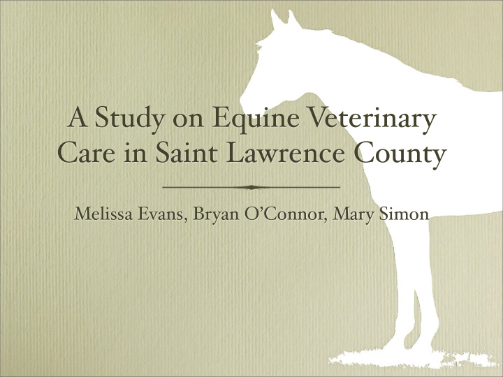 a study on equine v eterinary care in saint lawrence
