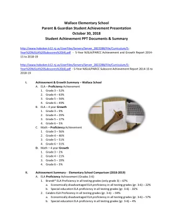 Wallace Elementary School  Parent &amp; Guardian Student Achievement Presentation  October 30, 2018
