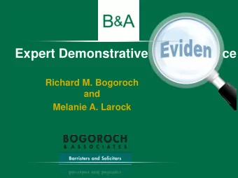 Expert Demonstrative  ce  Richard M. Bogoroch  and  Melanie A. Larock  Demonstrative Evidence is