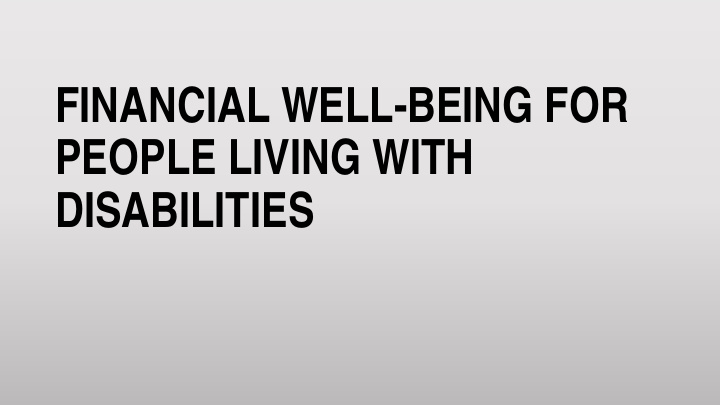 financial well being for people living with disabilities