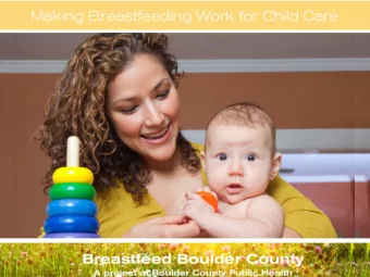 Supporting Breastfeeding Supports Your Community  Learning about breastfeeding helps:  Child