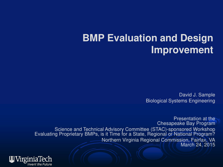 bmp evaluation and design