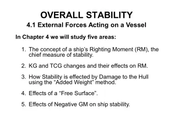 OVERALL STABILITY  4.1 External Forces Acting on a Vessel  In Chapter 4 we will study five areas: