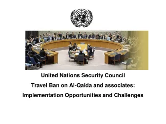 United Nations Security Council  Travel Ban on Al-Qaida and associates:  Implementation
