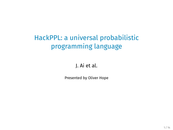 hackppl a universal probabilistic programming language