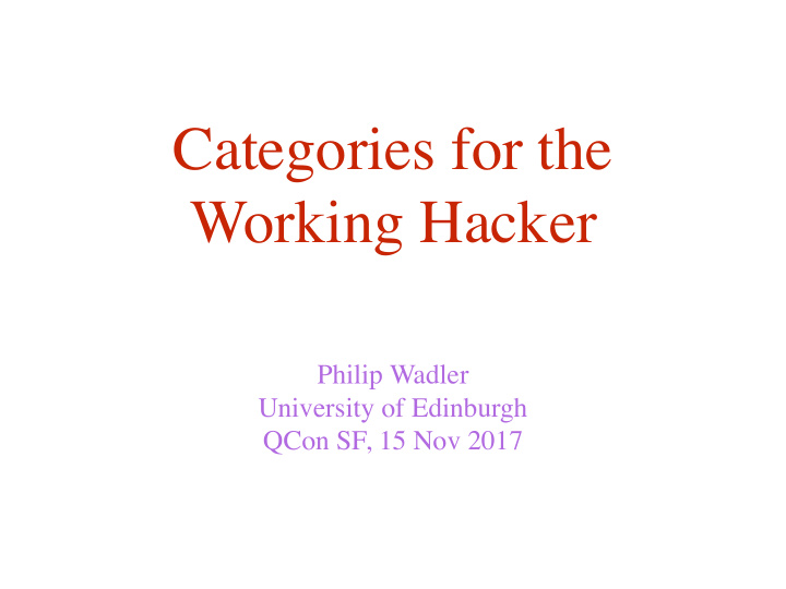 categories for the working hacker