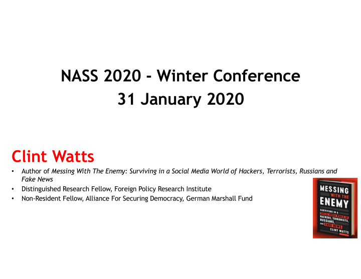 nass 2020 winter conference 31 january 2020 clint watts
