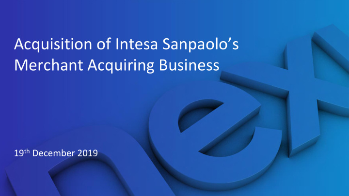 acquisition of intesa sanpaolo s merchant acquiring