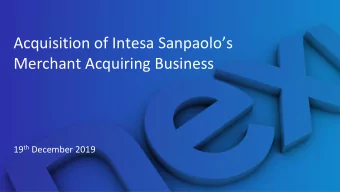 Acquisition of Intesa Sanpaolos  Merchant Acquiring Business 19 th December 2019  1  Le  Legal